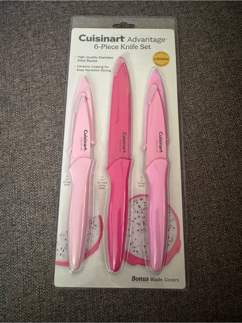 Cuisinart Pink Knife Set with Matching Blade Covers